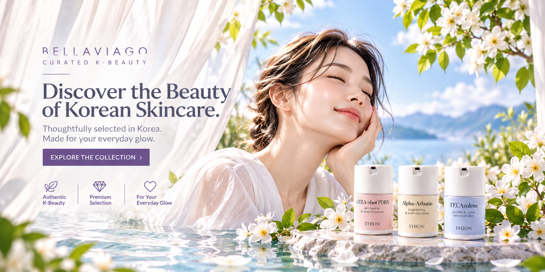 Discover the Beauty of Korean Skincare. Explore the Bellaviago THION collection.