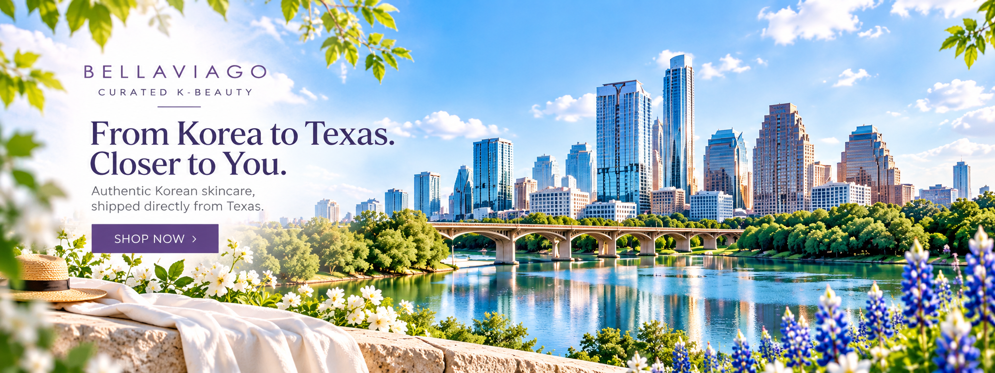 From Korea to Texas. Closer to You. Authentic Korean skincare shipped directly from Texas.